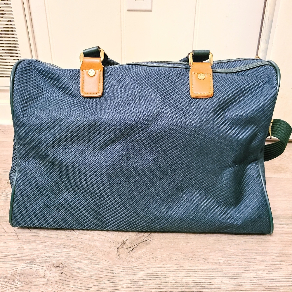Like-new Atlantic Luggage Carry On Size Shoulder Bag in Blue-Green w/ Tan Strap - Picture 7 of 11